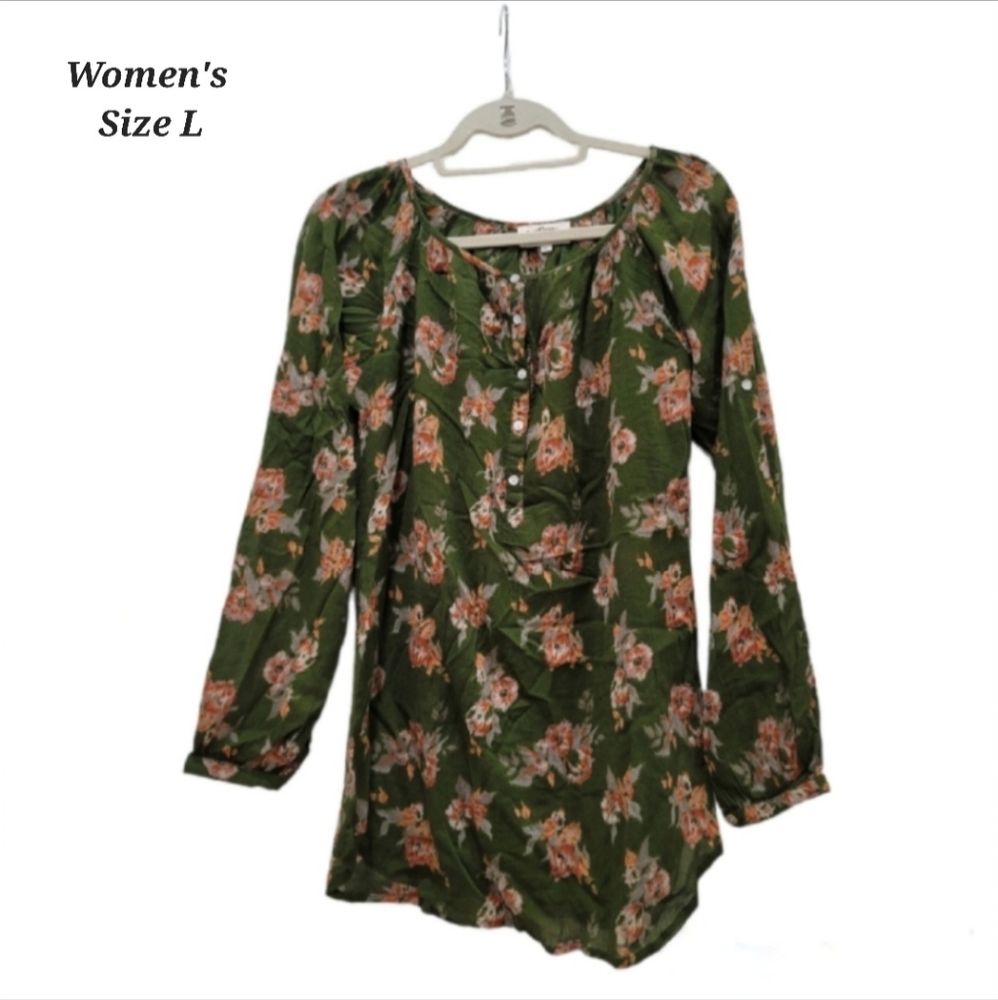 LeeCooper Cotton Long Sleeve Floral Top Women's Size L